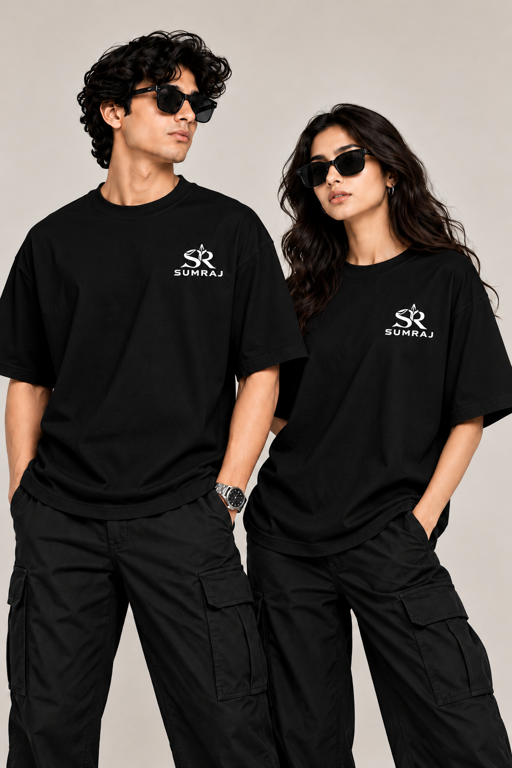 SUMRAJ Unisex Oversized Black T-Shirt