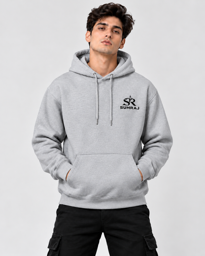 SUMRAJ Men's Essential Grey Hoodie – 300 GSM Brushed Fleece