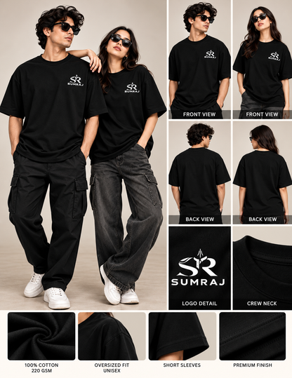 SUMRAJ Unisex Oversized Black T-Shirt