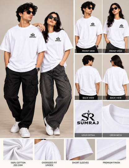 SUMRAJ Unisex Oversized White T-Shirt