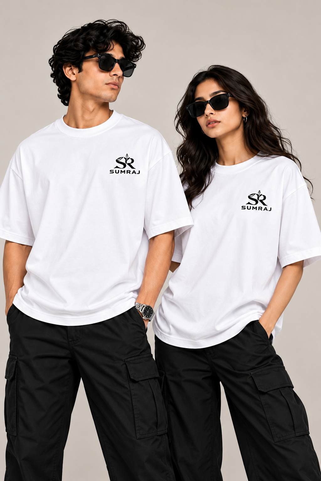 SUMRAJ Unisex Oversized White T-Shirt