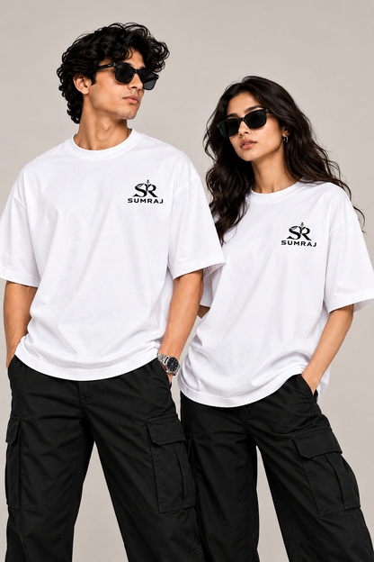 SUMRAJ Unisex Oversized White T-Shirt